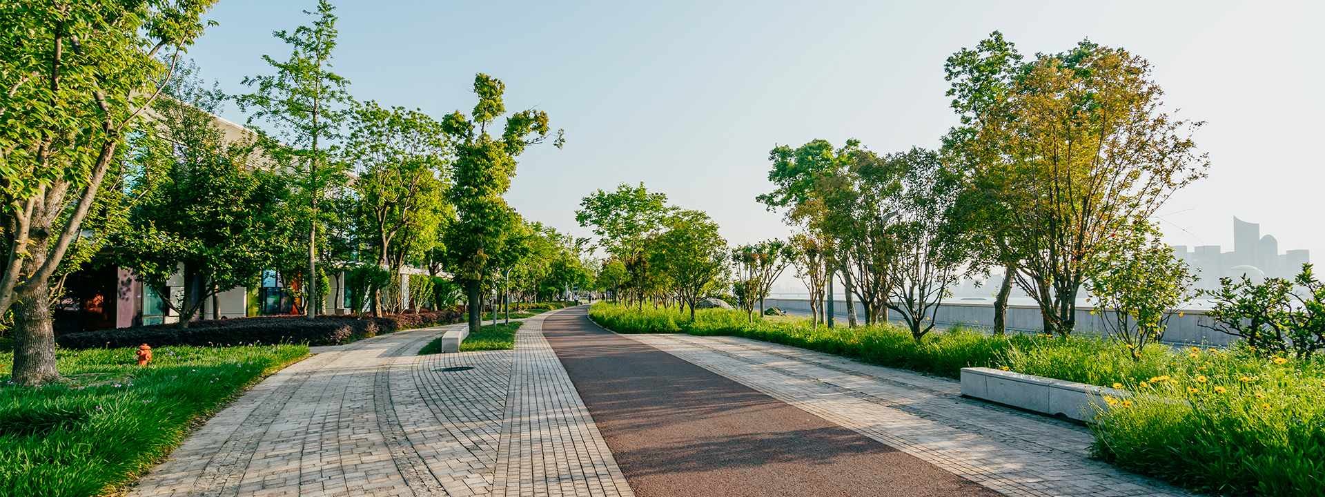 zone piétonne à côté d'un parc